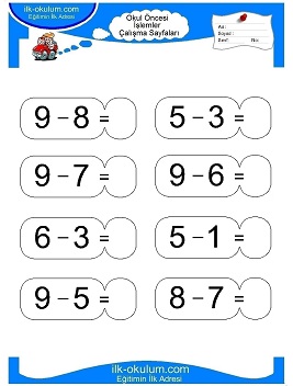 Çocuklar İçin toplam işlemi yaprak testleri 
